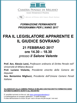 Locandina 21.2.2017 - Camera Penale Milano