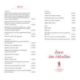Il menu di San Valentino - Osteria Il Giardino di Piero