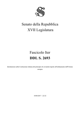 Senato della Repubblica XVII Legislatura Fascicolo Iter DDL S. 2693