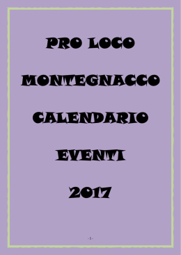 PRO LOCO MONTEGNACCO CALENDARIO EVENTI 2017