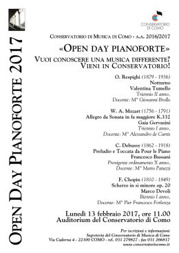 OPEN DAY PIANOFORTE 13-feb, 11:00