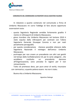 Comunicato del Commissario Uiltrasporti Sicilia Agostino Falanga