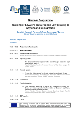 Seminar Programme Training of Lawyers on European Law relating