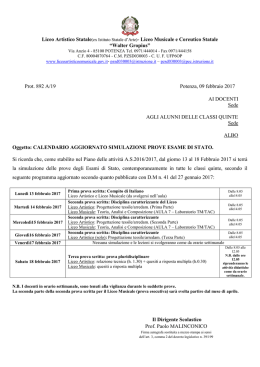 10/02/2017 Calendario aggiornato simulazione