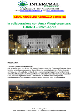 TORINO – 22/25 Aprile - Cral Angelini Abruzzo