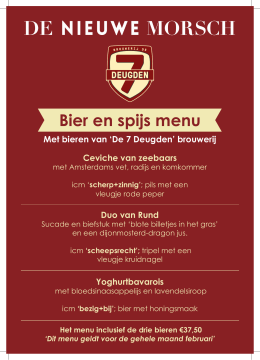 Bier en spijs menu - de Nieuwe Morsch Leiden