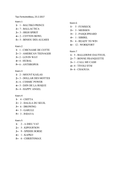 1 - BALTIKO PRINCE 7 - BALLACTICA 3 - HIGH SPIRIT 2