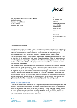 Brief aan Staatssecretaris van SZW