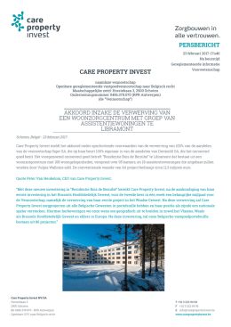 PERSBERICHT CARE PROPERTY INVEST