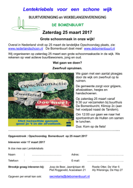 Lentekriebels - Wijkbelangenvereniging Bomenbuurt – Noordhoek