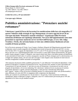 Versione Stampabile - Ufficio Stampa Provincia Autonoma di Trento