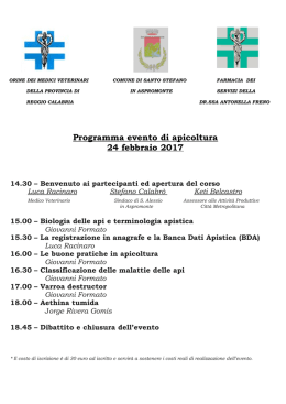 Evento Apicoltura - Ordine dei Medici Veterinari di Reggio