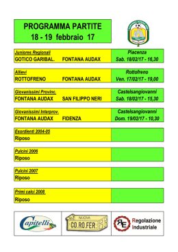 18-19 febbraio - Fontana Audax ASD