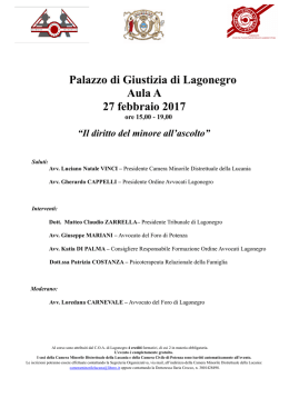 Convegno 27 Febbraio 2017 - Ordine degli Avvocati di Lagonegro