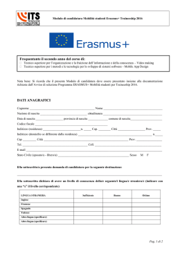 Modulo di candidatura programma Erasmus Plus