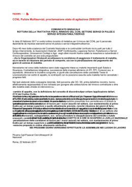 CCNL Pulizie Multiservizi, Comunicato sindacale 22/02