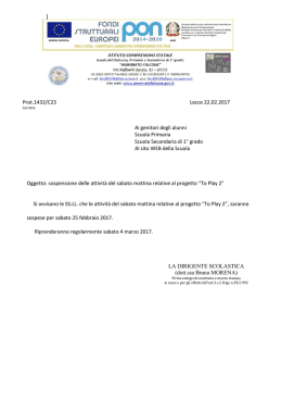 Prot.1432/C23 Lecce 22.02.2017 Ai genitori degli alunni Scuola