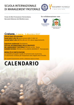 calendario - Management Pastorale