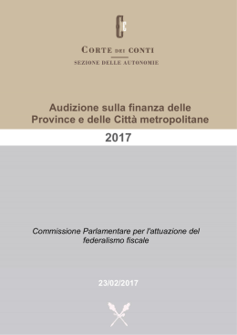 Audizione sulla finanza delle Province e delle Città