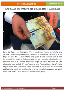 Euro falsi: un arresto dei