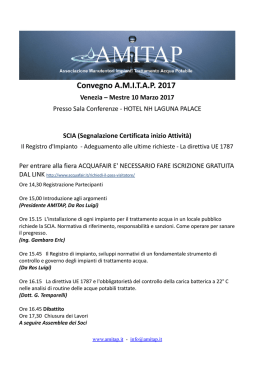 Convegno AMITAP 2017 Venezia – Mestre 10 Marzo 2017
