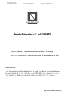 Decreto Dirigenziale n. 71 del 22/02/2017