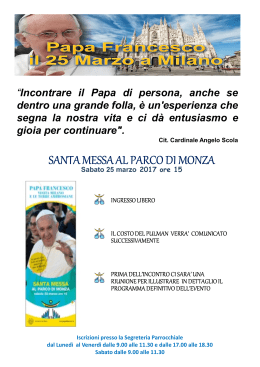Il Papa a Milano - Parrocchia San Remigio Vimodrone
