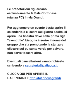 Prenotazione sala Via Grandi