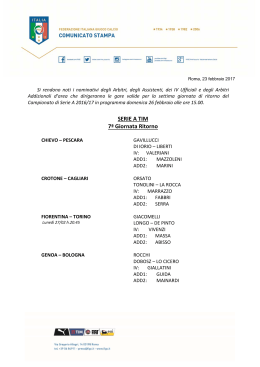 SERIE A TIM 7&ordf; Giornata Ritorno