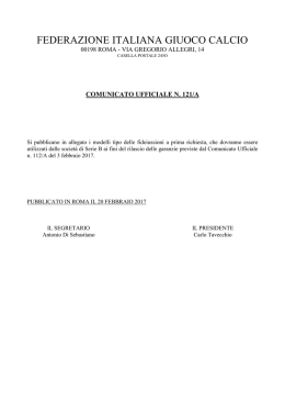 121 - Modelli garanzie LNPB Licenze Nazionali 2017-2018