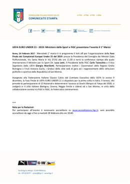 2019: Ministero dello Sport e FIGC presentano l`evento il 1° Marzo