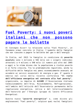 Fuel Poverty: i nuovi poveri italiani che non possono