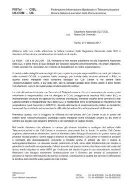 Lettera segreteria nazionale slc cgil - FISTel Veneto