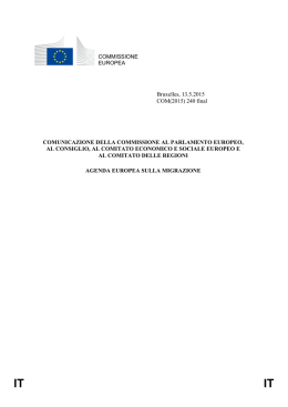 Agenda europea sulla migrazione, COM(2015) 240 final - EUR-Lex