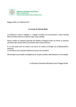 Reggio Emilia, 23 Febbraio 2017 In ricordo di Fabrizia Motti La