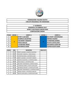 1 SPORT CLUB BARI BIO SPORT CONVERSANO 2 OLIMPICA