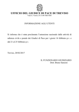 dal 21 al 25 febbraio - Ordine degli Avvocati di Treviso