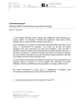 Comunicato stampa - Repubblica e Cantone Ticino