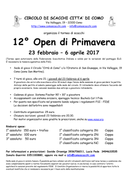 12° Open di Primavera - Circolo Scacchi Città di Como