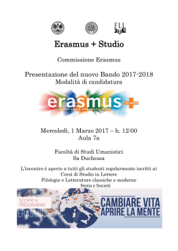 Presentazione nuovo Bando Erasmus 2017-2018