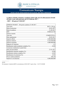 24 febbraio 2017 Risultati relativi alle aste di