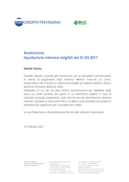 23/02/2017 Avviso per i Clienti: Anatocismo