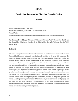 BPDSI Borderline Personality Disorder Severity