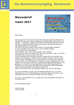 Nieuwsbrief maart 2017 - De seniorenvereniging Zandvoort