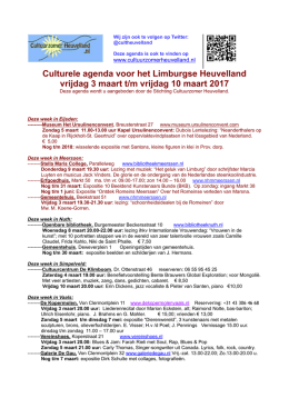 Culturele agenda voor het Limburgse Heuvelland vrijdag 3 maart t