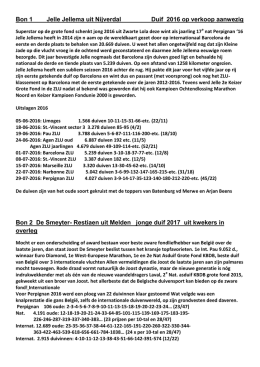 Bon 1 Jelle Jellema uit Nijverdal Duif 2016 op verkoop