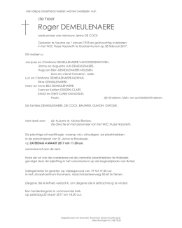 Roger DEMEULENAERE - Begrafenissen Rummens