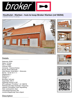 Houthulst - Klerken - huis te koop Broker Klerken (ref 50294) Details