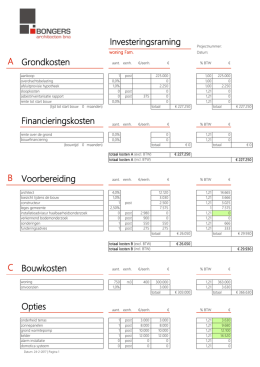 Voorbeeld lege investeringsraming in PDF