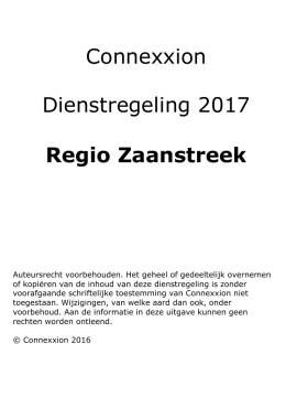 Connexxion Dienstregeling 2017 Regio Zaanstreek